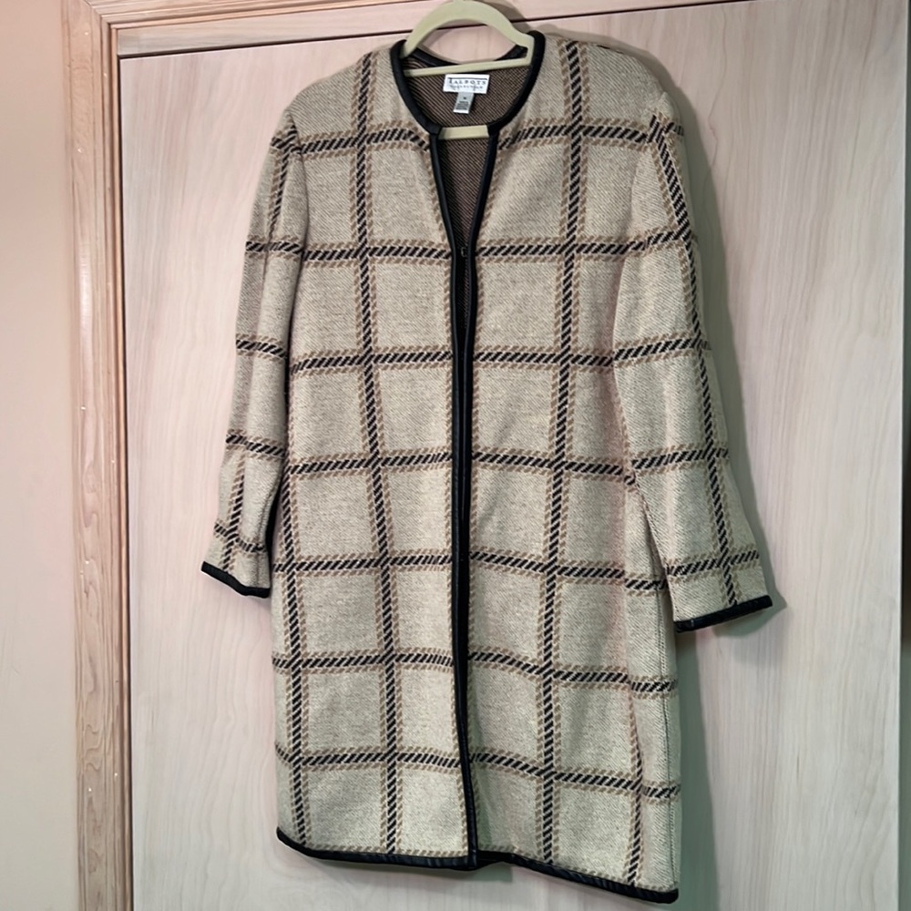 Talbots Collection Wool Brown Plaid Sweater